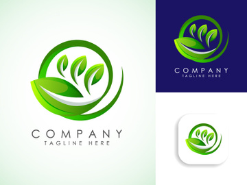 Leaf icon sign symbol, Gradient green leaf, Organic logo design vector illustration preview picture