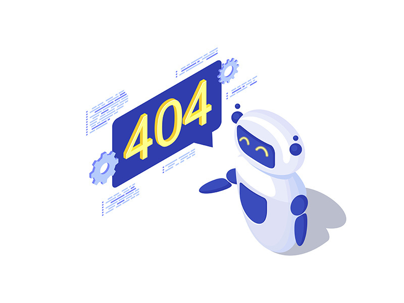 Server not found automated message generation isometric illustration