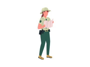 Environmental police female officer flat color vector faceless character preview picture
