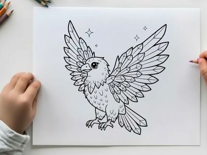 White eagle flying with crystal wings vector illustration