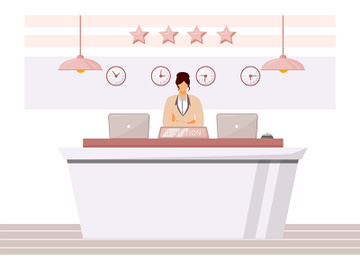 Female receptionist flat color vector illustration preview picture