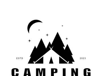 vintage and retro tent logo, camping. With tent, tree and bonfire sign. adventurers, scouts, climbers, camping equipment center preview picture