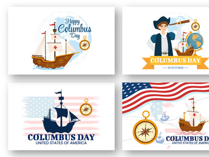 15 Happy Columbus Day Illustration