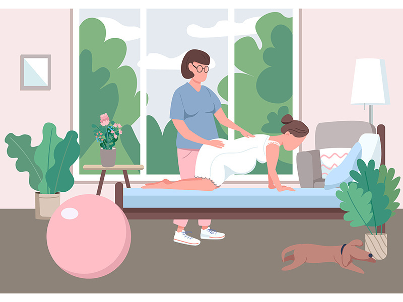 Midwifery flat color vector illustration