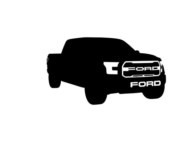 Black silhouette of a ford pickup truck with logo