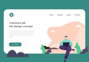 Freelance job. Remote working, Work from home flat design concept.