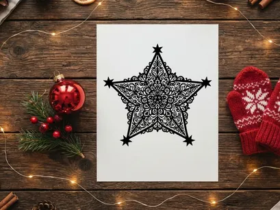 Intricate black lace Christmas star ornament for holiday decor