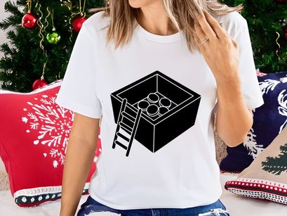 Wooden Box with Ladder and Coins