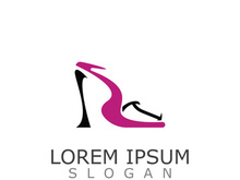 Women shoes logo design High heel fashion shop icon vector for business store