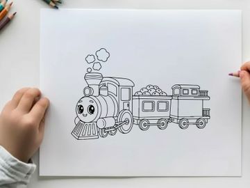Cute cartoon train with smoke vector illustration flat design preview picture