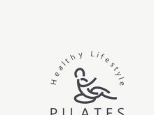 Abstract Pilates Logo, Yoga identity body balance vector monoline Design Template. wellness lifestyle