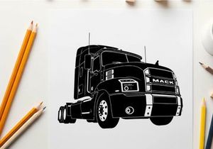 Silhouette of a mack truck semi truck front view