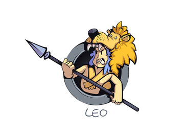 Leo zodiac sign man flat cartoon vector illustration preview picture