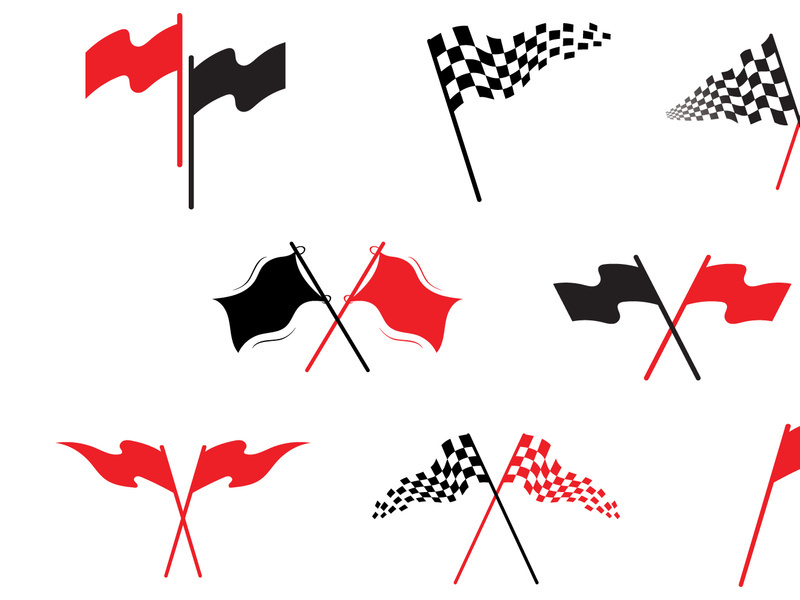 Race flag sport star logo vector