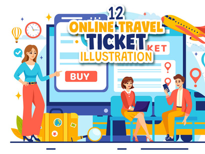 12 Online Travel Ticket Illustration