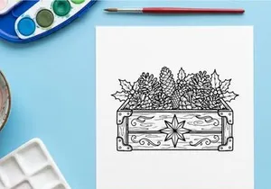 Hand-drawn Christmas niche with wheat sheaves and star for festive home decor