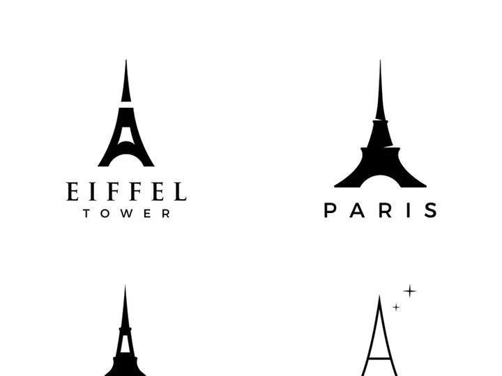 Eiffel Tower building logo design with a creative concept.