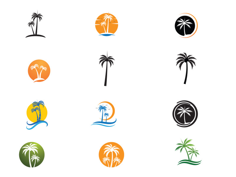 Palm coconut tree logo vector