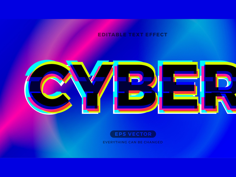 Cyber editable text effect vector template