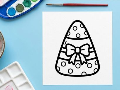 Ausmalbild für Kinder in Kürbisfarben. Halloween-festliche Umrisszeichnung mit einer niedlichen Schleife.