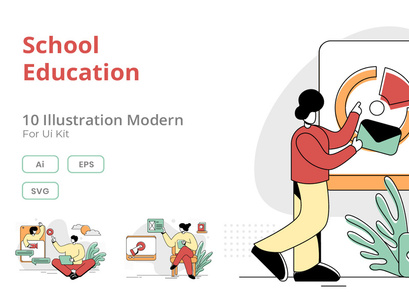 Flat Illustration Vector Graphic of Education Online