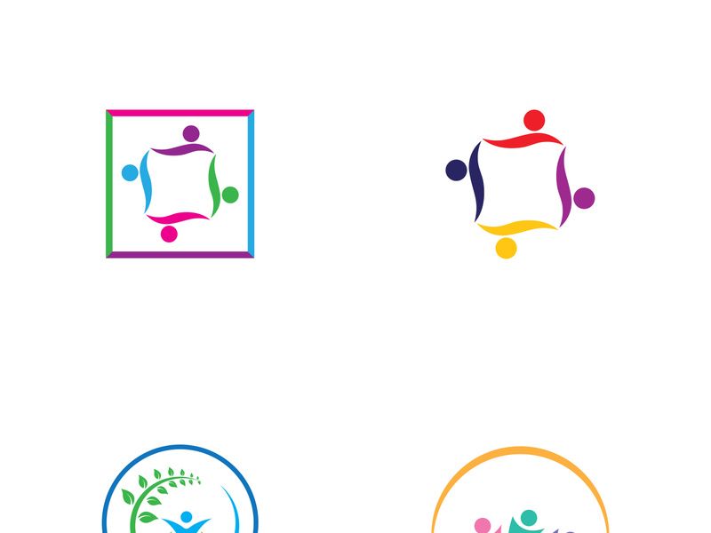 Community of people logo design with creative idea.