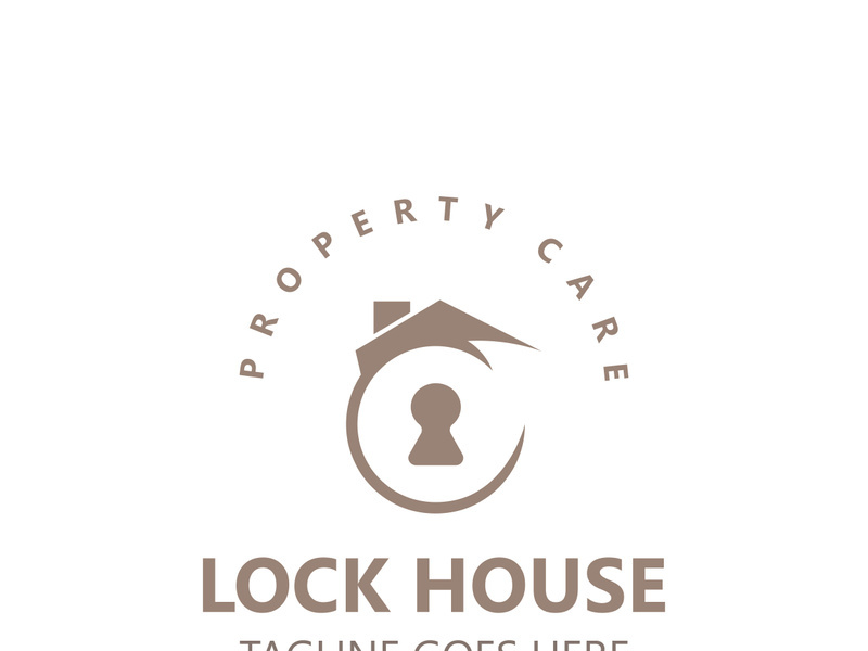 Lock House secure logo design, smart key home vector concept template