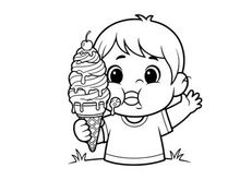 Happy child eating ice cream vector illustration