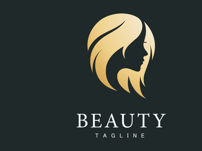 Elegant woman Logo with  gold gradient design