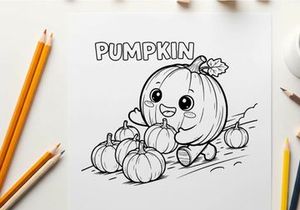 Cute smiling pumpkin with small pumpkins vector illustration