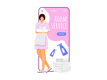 Room service cartoon smartphone vector app screen preview picture