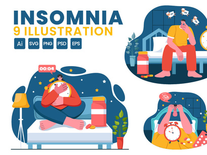 9 Insomnia Vector Illustration