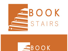 book stairs logo, or library for bookstores, book companies, publishers, encyclopedias, libraries, education, digital books, vectors