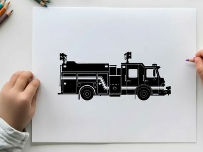 Silhouette of a fire truck vehicle emergency response