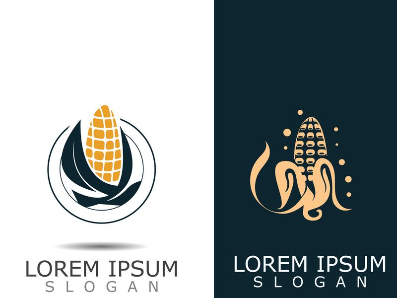Corn simple logo design agriculture farming vector template