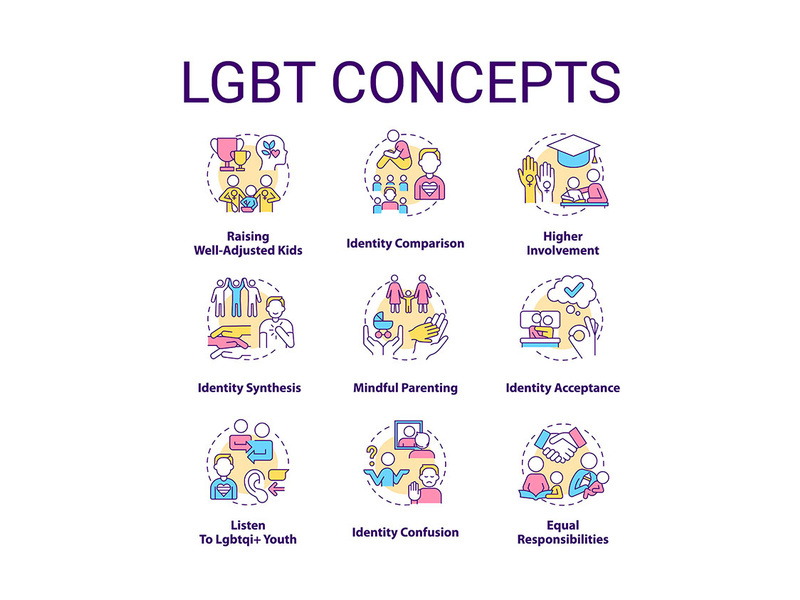 LGBT concept icons set