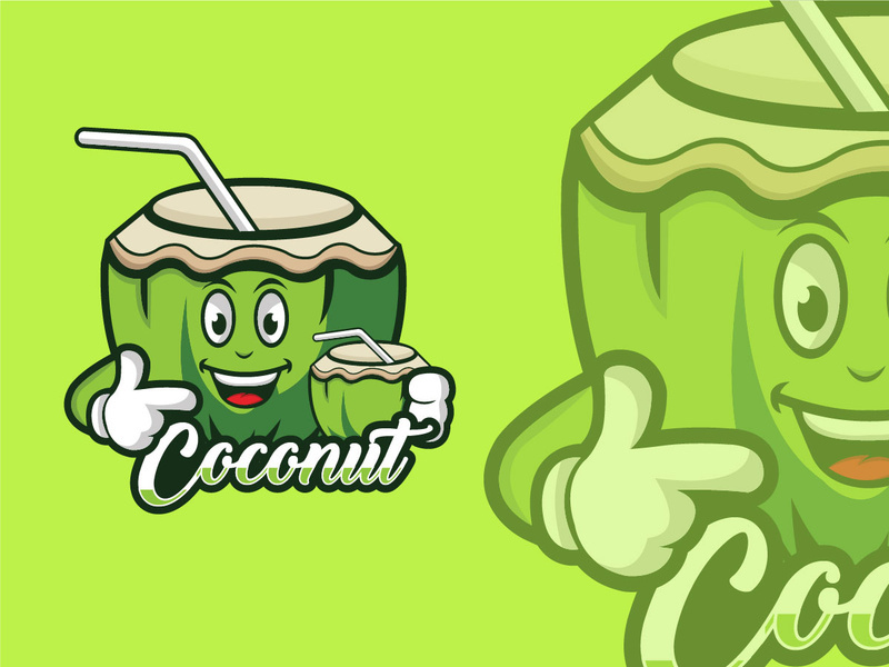 Coconut  Cartoon mascot Logo Design Template