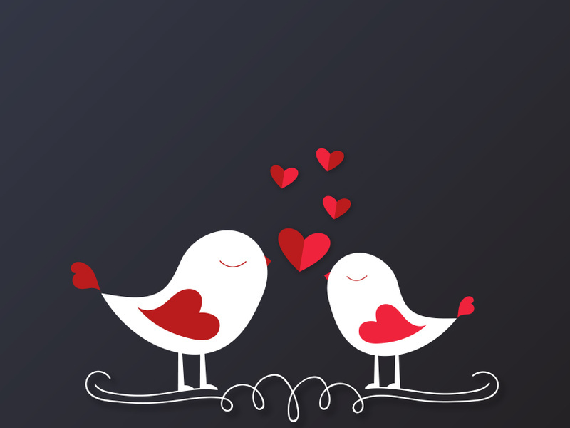 Love birds valentine's day romantic vector illustration