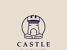 Castle kingdom logo graphic template design, Ancient castle vintage vector