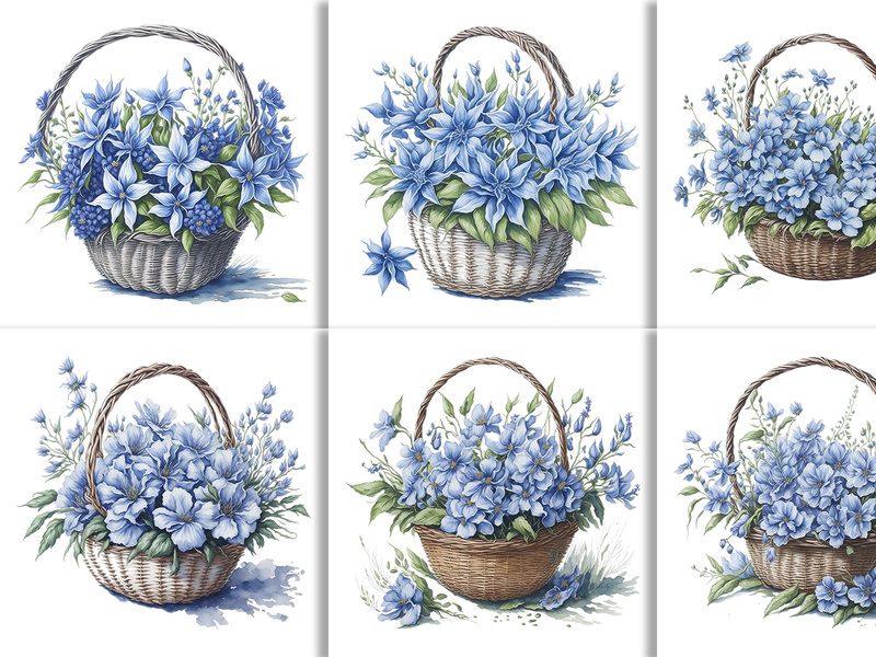 Watercolor Flower Basket Design