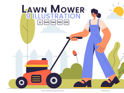 9 Lawn Mower Illustration