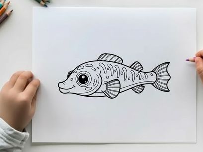 Cute cartoon fish swimming vector illustration flat design