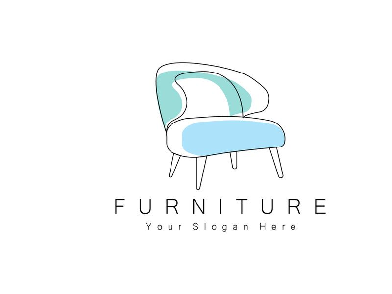 Furniture Logo Design, Home Furniture Illustration Table Icons, Chairs, Cupboards, Lamps