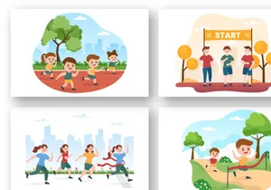 10 Running Race Flat Illustration