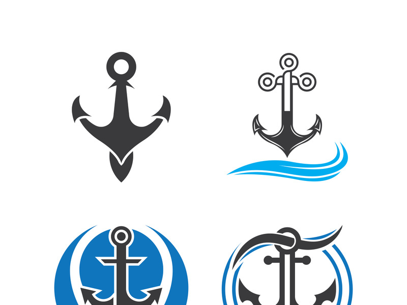 Anchor logo icon boat ship marine navy design vector