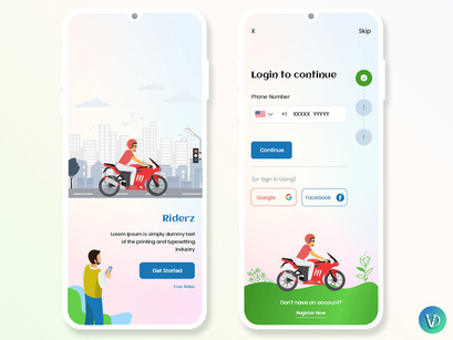 Bike Ride Taxi Booking and Products Delivery Mobile App UI Kit