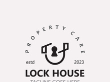 Lock House secure logo design, smart key home vector concept template