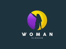 Woman Logo, Wellness Girl Photo Pose Vector, Beauty And Elegance Design