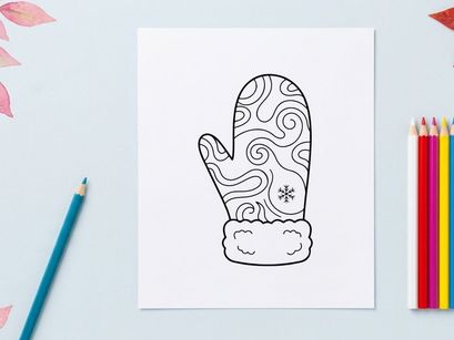 Sarung tangan Natal buatan tangan dengan pola salju dan hiasan lingkaran untuk desain liburan yang meriah