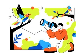 6 Bird Watching Vector Illustration
